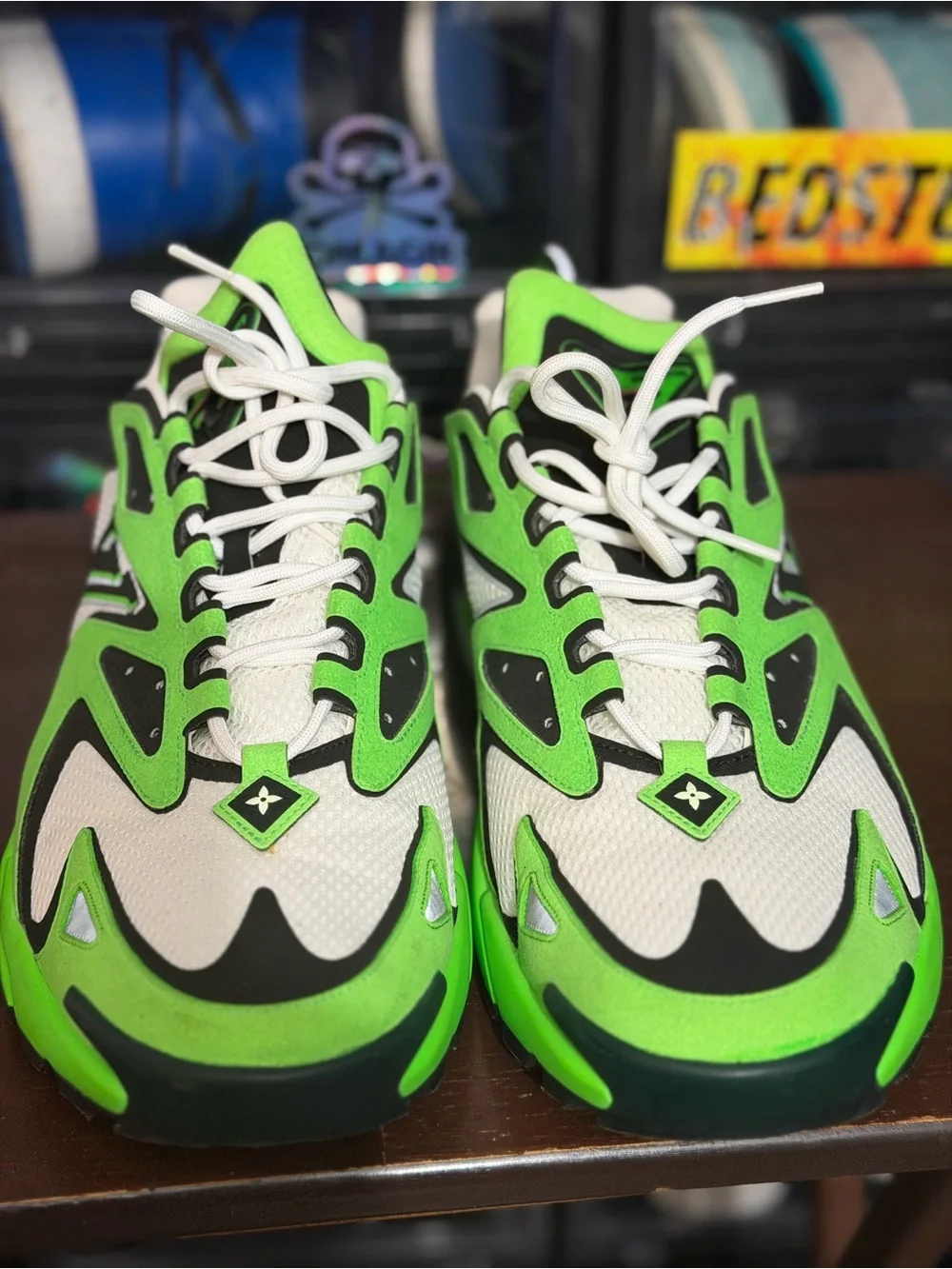 Louis Vuitton Men's Neon Green, Black & White Runner Sneaker